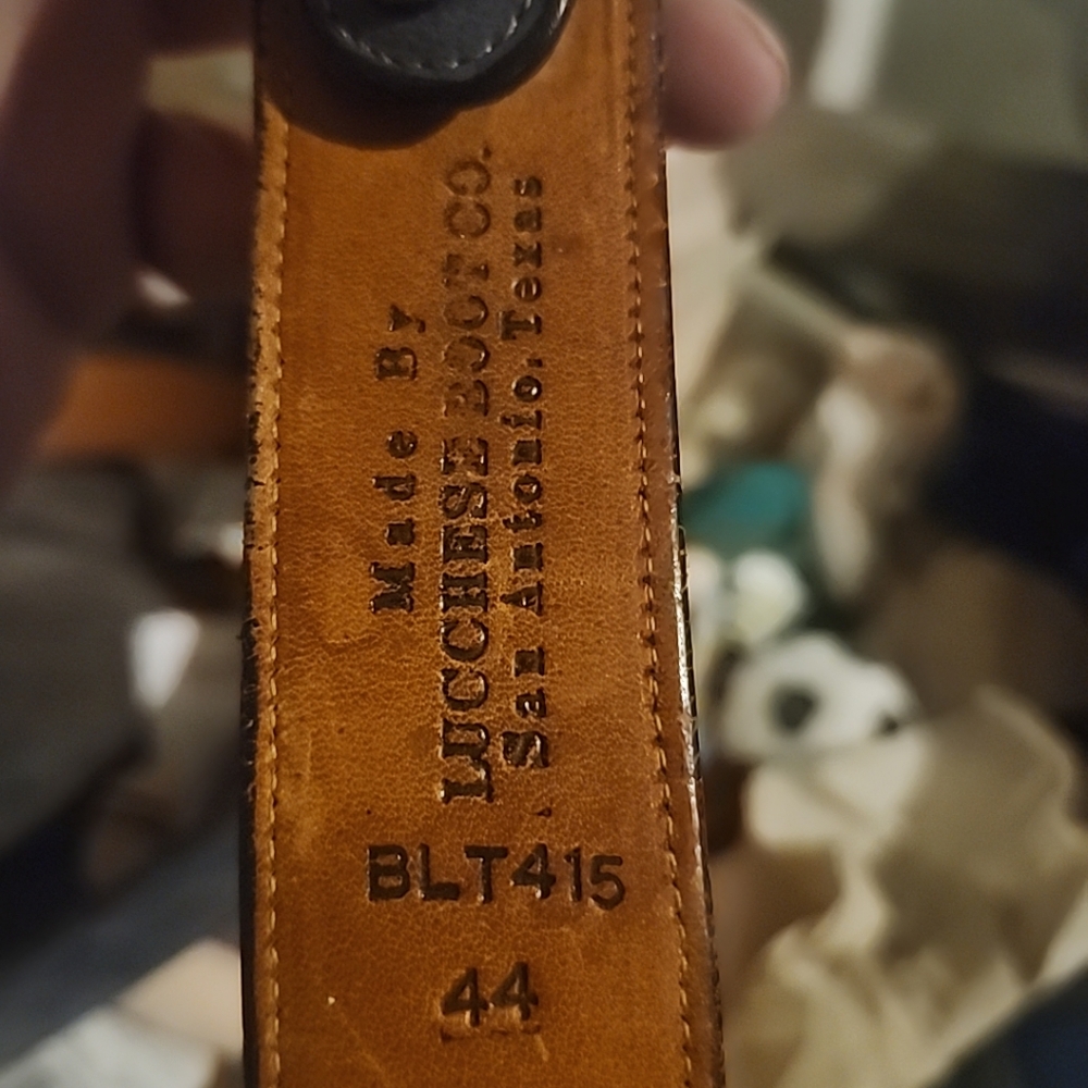 Antique Luchesse leather belt 44 made in san antonio